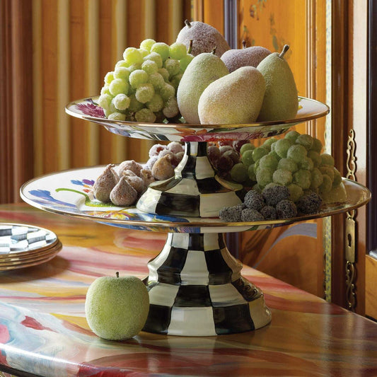 Flower Market White Pedestal Platter - Small